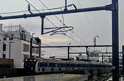 Ratangga arrival at the Blok M BCA station in the rain