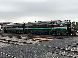 Reading FP7s #903 and #902 parked next to Reading 4-8-4 -2124 (October 2021).