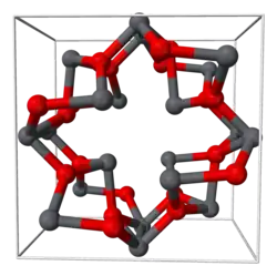 Unit cell of tetragonal Pb3O4 (Key: Pb O)