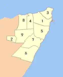 Haylan is number 4. Area 2, 4, 8, and 9 are disputed with Somaliland.[1]