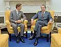 Charles, Prince of Wales meets with President Richard Nixon in the Oval Office, 1970