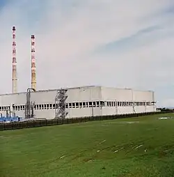 Full view of the ringsend powerstation and towers.