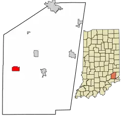 Location of Holton in Ripley County, Indiana.