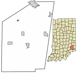 Location of Napoleon in Ripley County, Indiana.