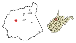 Location of Cairo in Ritchie County, West Virginia.