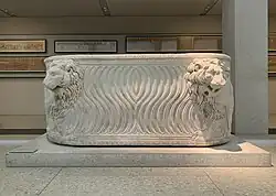 Roman sarcophagus with lions, 3rd century AD, marble, Neues Museum, Berlin