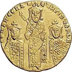 Romanos I with Constantine VII[c] and Christopher, 921–931.