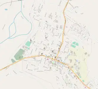 Map of Romney, West Virginia, with mark showing location of the Confederate Memorial