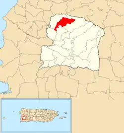 Location of Rosario Peñon within the municipality of San Germán shown in red