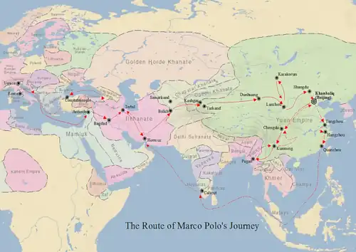 Image 39Map of Marco Polo's travels (from History of Asia)
