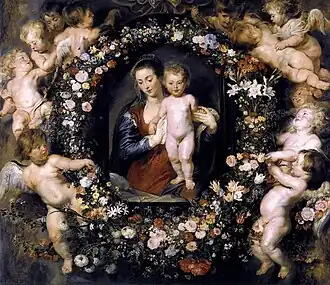 Madonna on Floral Wreath by Peter Paul Rubens with Jan Brueghel the Elder, c. 1619