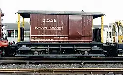 Brake Van B558 at Ruislip depot, modified for use as a brake test instrumentation van.