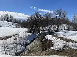 Gendron Creek,[12] tributary of Charest River, from bridge P-17092,[13] Chemin Saint-Édouard