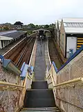 Viewed from the footbridge, looking at platforms 2 and 3, along with the depot building