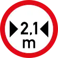 Vehicles exceeding 2.1 metres in width prohibited