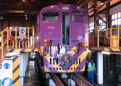 No. E1950 in PRASA's Shosholoza Meyl livery at Bellville Loco, Cape Town, 13 January 2010