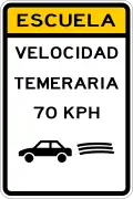 E-2-5 School zone, people driving over 70 kph will be charged with reckless driving