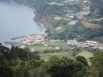 The municipal seat of the municipality of Povoação located along the lombas of the Povoação crater