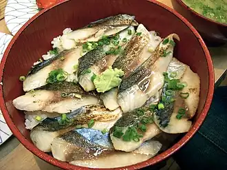 Japanese mackerel donburi