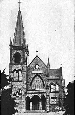 A historic photograph of the church