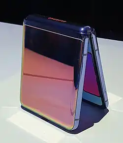 Samsung Galaxy Z Flip, a modern clamshell with fully flexible display (see foldable smartphones)