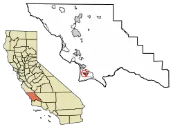 Location of Callender in San Luis Obispo County, California.