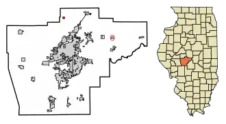 Location of Cantrall in Sangamon County, Illinois.