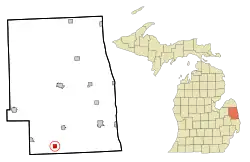 Location of Melvin, Michigan