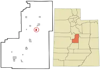Location in Sanpete County and the state of Utah.