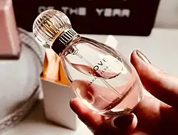 A glass perfume bottle