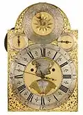 Grandfather clock face with display of true time, William Scafe, around 1730 (Inv. 2009-054)