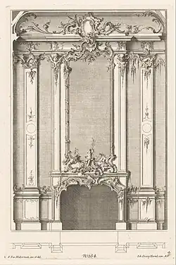Rococo reinterpretations of the Corinthian order in an design for an interior, by Franz Xaver Habermann, 1731–1775, etching on paper, Rijksmuseum, Amsterdam, the Netherlands