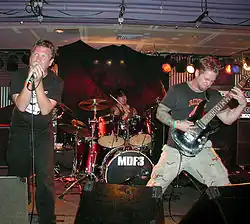 Pig Destroyer in 2005. Left to right: J. R. Hayes, Brian Harvey, Scott Hull.