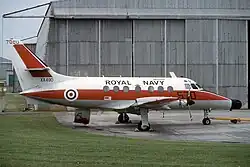 Handley Page HP.137 Jetstream T.2 of 750 Naval Air Squadron in the original, but short lived, Red and White colour scheme.