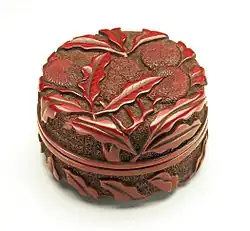 Carved red lacquer on wood core, Ming dynasty