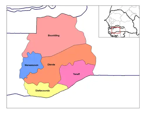 Location in the Sédhiou Department