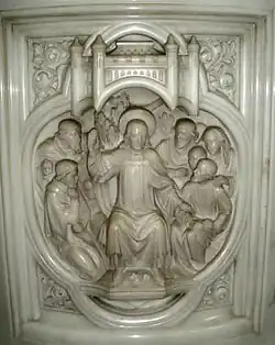 Central panel of pulpit in St Stephen’s Bournemouth- The Sermon on the Mount.