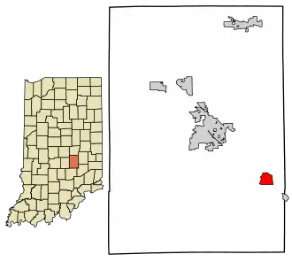 Location of Waldron in Shelby County, Indiana.
