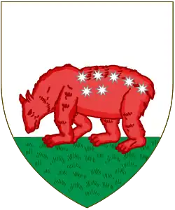 The historical coat of arms of Madrid, showing either the small or big dipper on a bear.