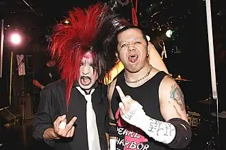 Drummer Shizuki (left) in 2009 with Jun Kasai