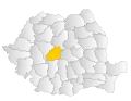 Map of Romania highlighting Sibiu County