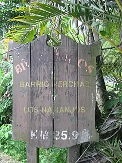 Sign in Perchas, Puerto Rico Highway 155, Km 35.9