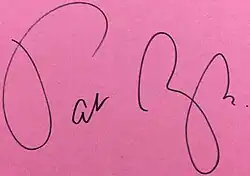 Suzuki's signature from an index card