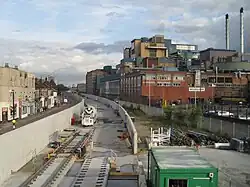 By 2015 the station and platform have been demolished and construction of Crossrail's trackbed is well underway