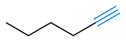 Hex-1-yne has a terminal triple bond
