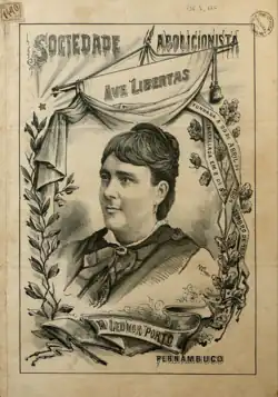 Cover of the newspaper of the abolitionist society Ave Libertas featuring its director Leonor Porto.