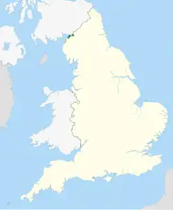The Solway Coast AONB, in green, in Cumbria, North West England.