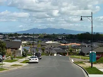 Somerset Heights, with Mount Pirongia on the horizon.