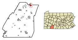 Location of Windber in Somerset County, Pennsylvania.