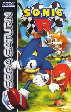 The Saturn box art showing Sonic running fast with Tails flying and Knuckles.